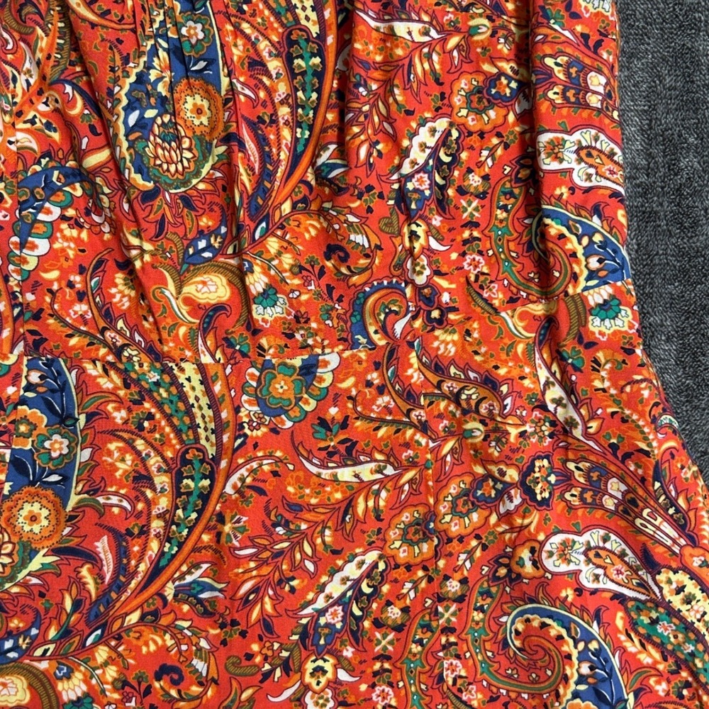 Talbots Orange Paisley Tiered Maxi Dress Sleeveless Rayon Cotton Lined Womens 4 - Picture 2 of 9